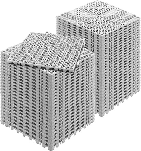 VEVOR Lot de 55 Dalles de Jardin Piscine 30x30x1,5 cm Gris Dalle Clipsable Ajourée Antidérapante en PVC Drainage Rapide Revêtements de Sol Extérieur Intérieur pour Terrasse Cuisine Spa Salle de Bain