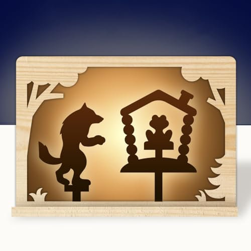 AEVVV Kit de teatro de marionetas de sombra de madera, juego de cuento popular ruso Teremok para contar historias creativas