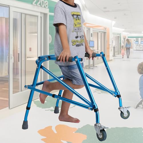 2-Wheel Compact Folding Walking Aid - Aluminum Height Adjustable, 220 lbs Weight Capacity for Kids & Petite Adults