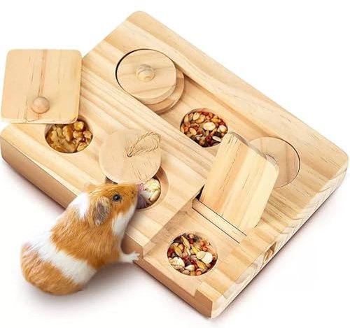 Bhina Hamster Spielzeug, 6 In 1 Kaninchen Spielzeug Holz Meerschweinchen Spielzeug, Kleintierspielzeug Holzspielzeug Hamster Zubehör für Hamster, Meerschweinchen, Chinchillas, Kaninchen, Zwerghamster