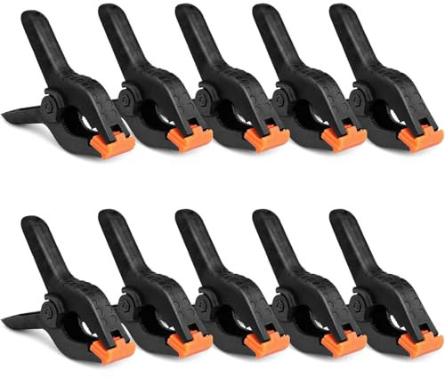 Oenothera 10-Piece Spring Clamps for Woodworking, 4-Inch Jaw Opening, Black