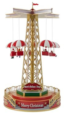 Avilia Giostra Natalizia Animata con Musica e Luci Led - Ideale per Decorare Casa o Villaggi di Natale Durante le Feste Natalizia - Dipinta a Mano è Adatta a Tutti gli Arredamenti - 44.5x24,5x24.5cm