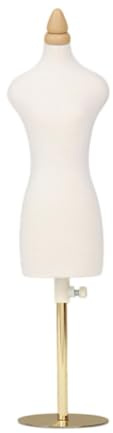 Qianly Mini Dress Form Sewing Mannequin Body Female Small Fully Children Clothing Design Mannequin for DIY Decoration , M and Gold