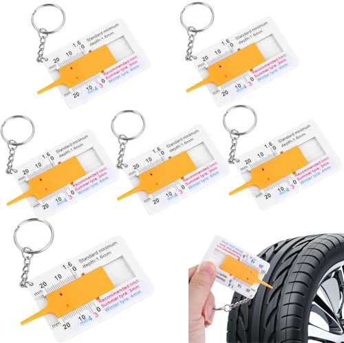 6 misuratori di profondità per pneumatici, portatile, 0 – 20 mm, righello portatile per la misurazione della profondità dei pneumatici, strumento portatile per la misurazione della profondità dei