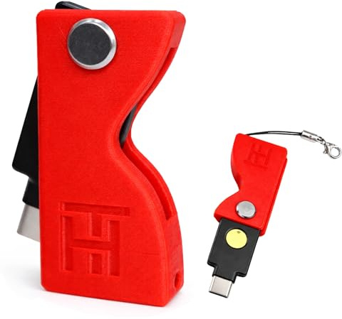 Étui Protection pour YubiKey 5 NFC & 5C NFC, Porte Clef Pliable (Rouge)