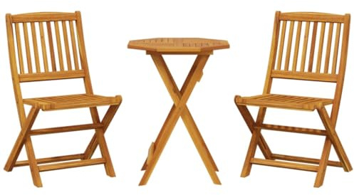 Generico Set Bistrò Pieghevole 3pz in Legno Massello di Acacia,Mobili,Mobili da Giardino,Set da Giardino,Marrone,18.4 kg,3295251