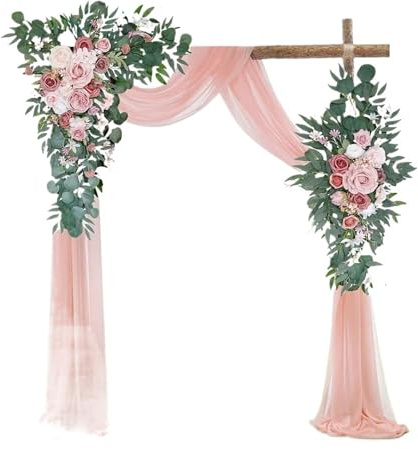 6/8/10M Chiffon Fabric Arch Drapes Draping Wedding Ceremony Birthday Party Decoration for Party(Light Pink,75x800cm)