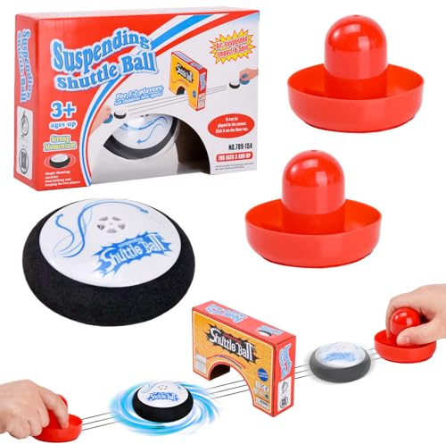 LTFIOON Disco de Hockey De Aire, Mesa De Aire Eléctrica para Niños con 2 Empujadores De Hockey De Aire Rojos, Juego de Mesa de Hockey de Aire, Juego De Mesa para Niños y Adultos