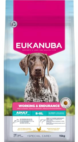 EUKANUBA Working & Endurance hundmat med färsk kyckling - Högenergiskt torrfoder Special Care för arbetshundar, jakthundar och tikar under graviditet eller amning, 15 kg
