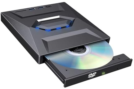 Lecteur Blu-ray externe 7 en 1, USB 3.0/Type-C portable BD/DVD/CD graveur graveur graveur avec hub USB, lecteur de carte SD/TF, lecteur optique Blu-ray 6X pour ordinateur portable de bureau (noir)