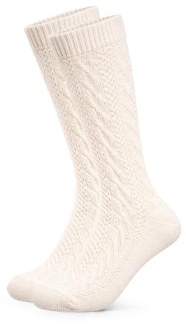 HerzSticht Chaussettes Longues Traditionnelles Bavaroise Homme lot de 1 (modèle: Bergdistel) Beige 43-46