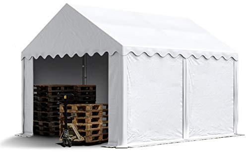 TOOLPORT Lagerzelt 3x4 m Zelthalle Unterstand Weidezelt PVC Plane 700 N wasserdicht in weiß