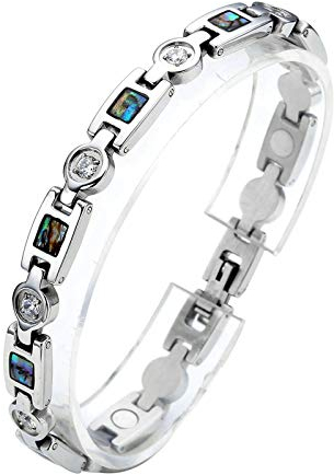 PiercingJak Damen Edelstahl Zirkonia Armband Magnetarmband Magnet Armband Armreif, Silber