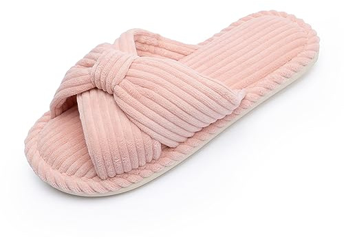 Chantomoo tofflor för kvinnor minnesskum hustofflor för kvinna hem sovrum badrum spa bröllop resa sjukhus öppen tå manchestertofflor halkfri mysig bekväm