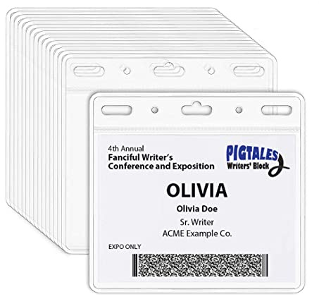 Clear ID Holder for Lanyard - ID Card Holder Waterproof (Inches, 4 x 3 Horizontal 100 Pack)