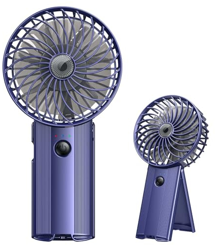 Rechargeable Adjustable Portable Handheld Fan: Hand Held Mini Fans 4 Speeds Cooling Indoor Outdoor 6-15Hours Runtime Battery USB Small Personal Electric Fan for Office Sport Home Camping Travel School