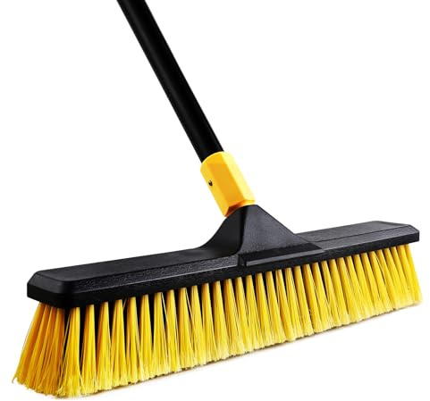 Yocada Besen zum Schieben, 45,7 cm, für den Außenbereich, kommerzieller Schubbesen, robuste Borsten, steife Borsten, 165,9 cm lang, für die Reinigung von Terrasse, Garage, Deck, Beton, Holz, Stein,