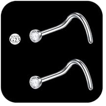 AceFun Piercing nariz titanio plata 20G nariz fina piercing 1 L forma sólido piercing nasal G23 2 piezas 1,5 mm 2 mm 2,5 mm 3 mm joyas brillantes para hombres mujeres