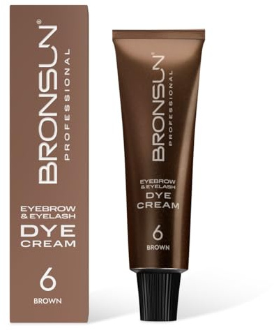 BRONSUN® Tinta in Crema per Ciglia e Sopracciglia | Colorazione Intensa e Lunga Durata | Formula Delicata Senza Ammoniaca | con Cheratina, Seta e Vitamina E | Marrone №6 – 15ml