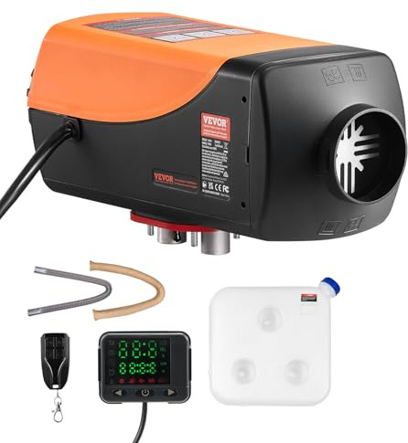 VEVOR Diesel Air Heater, 8 kW DC12-24V, Fast Heating Diesel Parking Heater with Remote Control and Color Digital Display, 10L Fuel Tank, Low Noise, Voice Announcement, for RV, Truck, Boat and Trailer