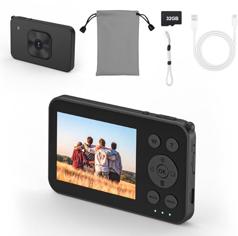 Ultra Thin Super Light 4K Digital Camera, Minimalist 64MP Point and Shoot Digital Cameras with 18X Zoom, Portable Compact Camera for Vlogging Travel, Gifts for Teen Girl Women Beginner, Black