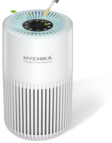 HYCHIKA Air Purifier for Bedroom Home - Quiet HEPA Filter Cleaner with Fragrance Sponge & 3 Speed for Dust, Pet,Better Sleep, Air Freshener, Odour, Smoke, Office, Desktop