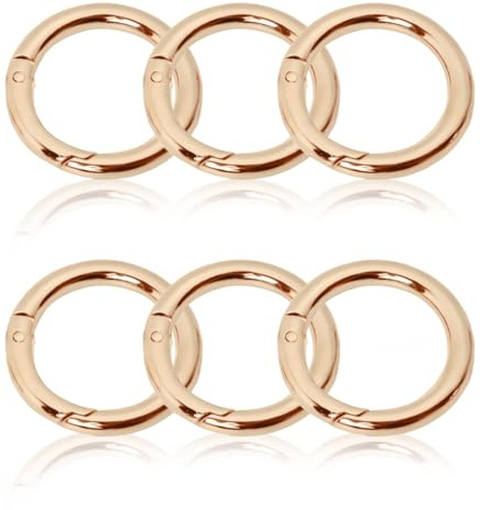 COYUN 6pcs mosquetones, anillo de mosquetón redondo, cierres de puerta, cierres de llave, cierres de anillo resorte, piezas de repuesto para correa de hombro, para carteras, monederos(35mm,Oro)