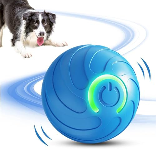 KQLHLHDYZ Jouets pour chiot, balles interactives pour chien, balles interactives pour chat, balles à déplacement automatique, jouet à rouler automatique à 360°, balle à rouler pour chien avec lumière