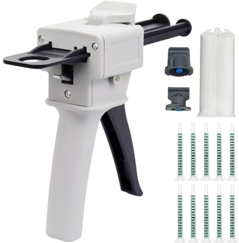 DAOKAI 50ml Dispensing Gun Kit,1: 1/1: 2 AB Ratio,Impression Mixing Dispensing Gun Handle,Static Mixer Mixing Nozzle,Manual push Uniform force distribution