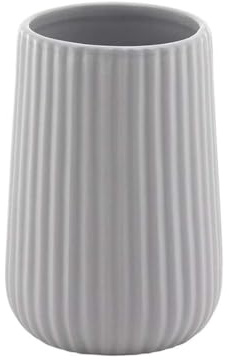 Gedy Marika Portacepillos Dientes Baño Sobremesa ø8x11,6cm Cerámica Acabado Gris, Vaso Portacepillos Baño Moderno