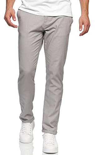 Indicode Herren Haverfield Stoffhose aus Leinen & Baumwolle | Herrenhose Freizeithose Männer Lt Grey, M