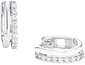 s.Oliver Creolen 925 Sterling Silber Damen Ohrschmuck, mit Zirkonia synth., 1,5 cm, Silber, Kommt in Schmuck Geschenk Box, 2025990
