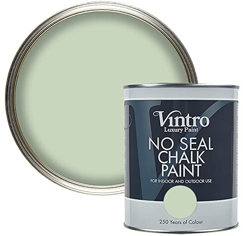 Vintro | No Seal Chalk Paint | Pale Green | Interior & Exterior Use | Furniture | Walls | Wood | Metal | 1 Litre (Verdant)