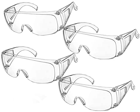 KAIAIWLUO Schutzgläser,4 Paar Schutzbrille für Brillenträger Anti-Fog Schutzbrille Professionelle Arbeitsschutzbrille für Kinder Erwachsene Augenschutz PC-Gläsern für Outdoor-Aktivitäten