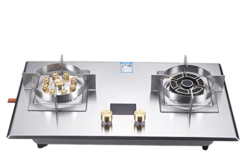 Cuisinière À Gaz, Plaque De Cuisson En Acier Inoxydable À Double Brûleur, Installation De Bureau Et Encastrée Adaptée À La Cuisine Et Au Camping, GPL, GN, 5,2/7,2 KW (Size : NG)