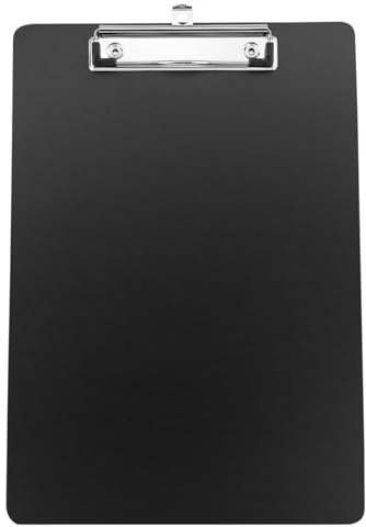 HXMJIED A4 Clip Board, Black Plastic Clipboard with Metal Clip, Rigid Plastic, Standard A4 Letter Size Clipboard, for Office, School, Home, Restaurant