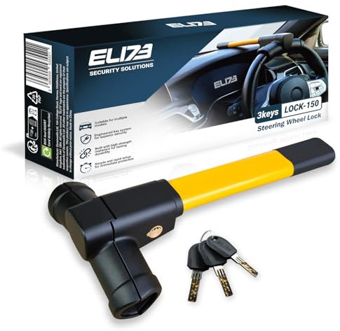 Steering Wheel Lock for Cars & Vans - Car Lock Anti-Theft Device - High Visibility Immobiliser - Vehicle Security Lock - Includes 3 Keys (UK Company)
