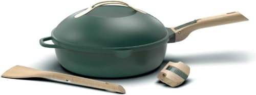 COOKUT Den fantastiska 8-i-1-stekpannan - Liten modell 24 cm - ett enda redskap som ersätter stekpanna, kastrull, stekpanna, gryta - 2 avtagbara handtag, ånga/stekkorg, träspatel - kanope