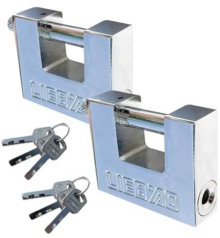 2 Stück Vorhängeschloss mit Schlüssel, Schwerlast Container-Schloss, Bohrschutz-, Einbruchschutz-Zylinder für Garage, Schuppen, Spinde, Container (80mm)