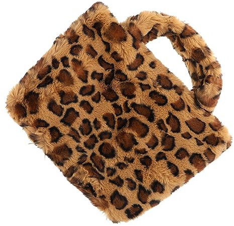 ANDRESLAD Große Plüsch Handtasche Leopard Tasche Für Frauen Damen Modische Einkaufstasche Mit Viel Stauraum Für Handy Tablet Kosmetik Und Mehr