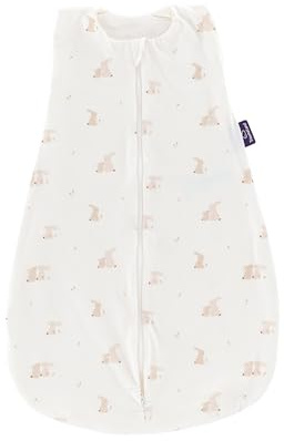 TRÄUMELAND Sommarsovsäck baby hophop kanin beige 0,5 TOG, lätt ventilerande babysovsäck av 100% bomull för varma sommarnätter, Öko-Tex 100-certifierad, giftfri och hudvänlig