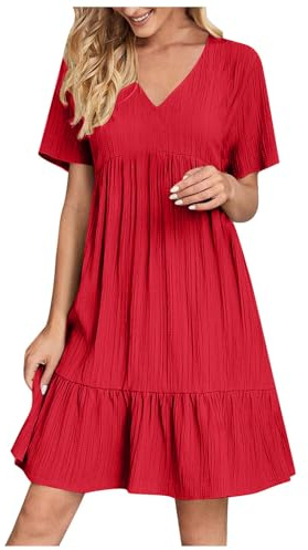 Vestito Donna Primavera Curvy Abiti Offerte Abiti da Sole al Ginocchio Copricostume Spiaggia Eleganti a Maniche Senza/Corte Abito Casual Oversize Elegante Scollo V Abito Boho Fresco Vacanza Vestito