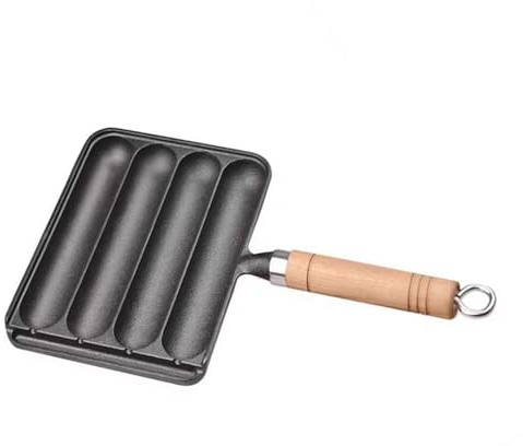 WPKD BLUEIY Mini varm oljepanna, stick säker fördjupning oljekanna med dubbla hällpip för stekning av ägg och dumplings, gjutjärn korv grillpanna för hemmakök och utomhusbruk