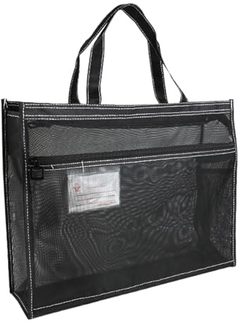 Sac de rangement en maille, sac de rangement transparent, grand organiseur A3 à fermeture éclair, portable avec poignée, étui transparent pour affiches, peinture, matériel pédagogique, maison, école