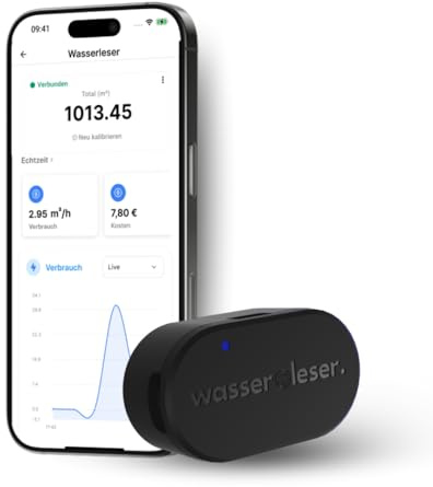 wasserleser WiFi Medidor de agua de lectura y sensor de agua para instalación posterior, monitoreo del consumo en tiempo real, análisis de la aplicación, Home Assistant, detección de fugas con alarma