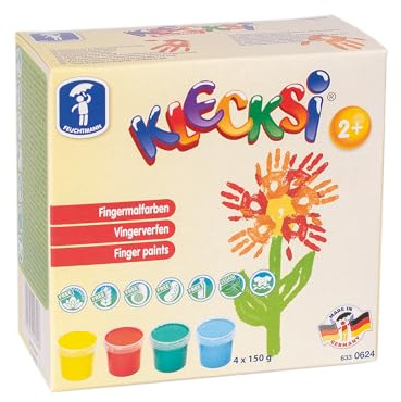 Feuchtmann leksaker 6330624 – KLECKSi 4 burkar à 150 g högklassiga fingerfärger