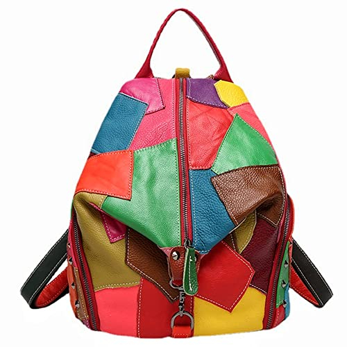 Eysee Rucksack Damen Leder Rucksackhandtasche-Rind Leder Daypack Collage Gradient 2019 NEU