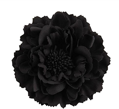 Ansteckblume, Haarblume Haarschmuckin vielen Farben, Haarblüte mit Haarclip und Sicherheitsnadel Schwarz