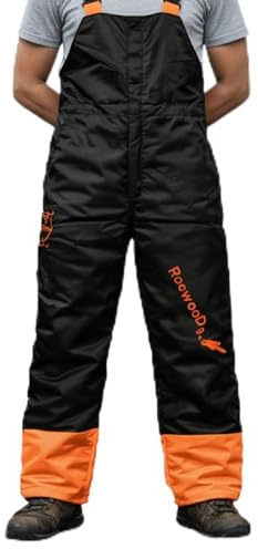 RocwooD Chainsaw Protection Safety Bib & Brace Trousers Foresty Safety Durable Chaps High- Visibility Protective Gear Heavy-Duty Forestry PPE Size M Medium