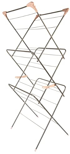 Beldray LA072498GRYEU Elegant Séchoir à Linge à Trois Niveaux, Etendoir à Linge Pliable avec 4 Crochets Latérales pour Cintres, Espace de Séchage de 15 Mètres, Design Peu Encombrante, Gris Graphite